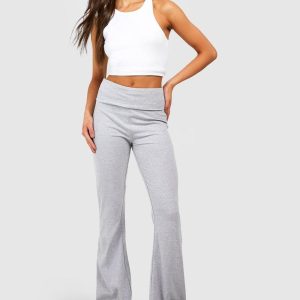 Cotton Jersey Folded Waistband Yoga Flares
