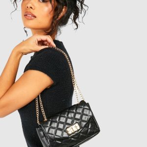 Lock Detail Basic Crossbody Bag