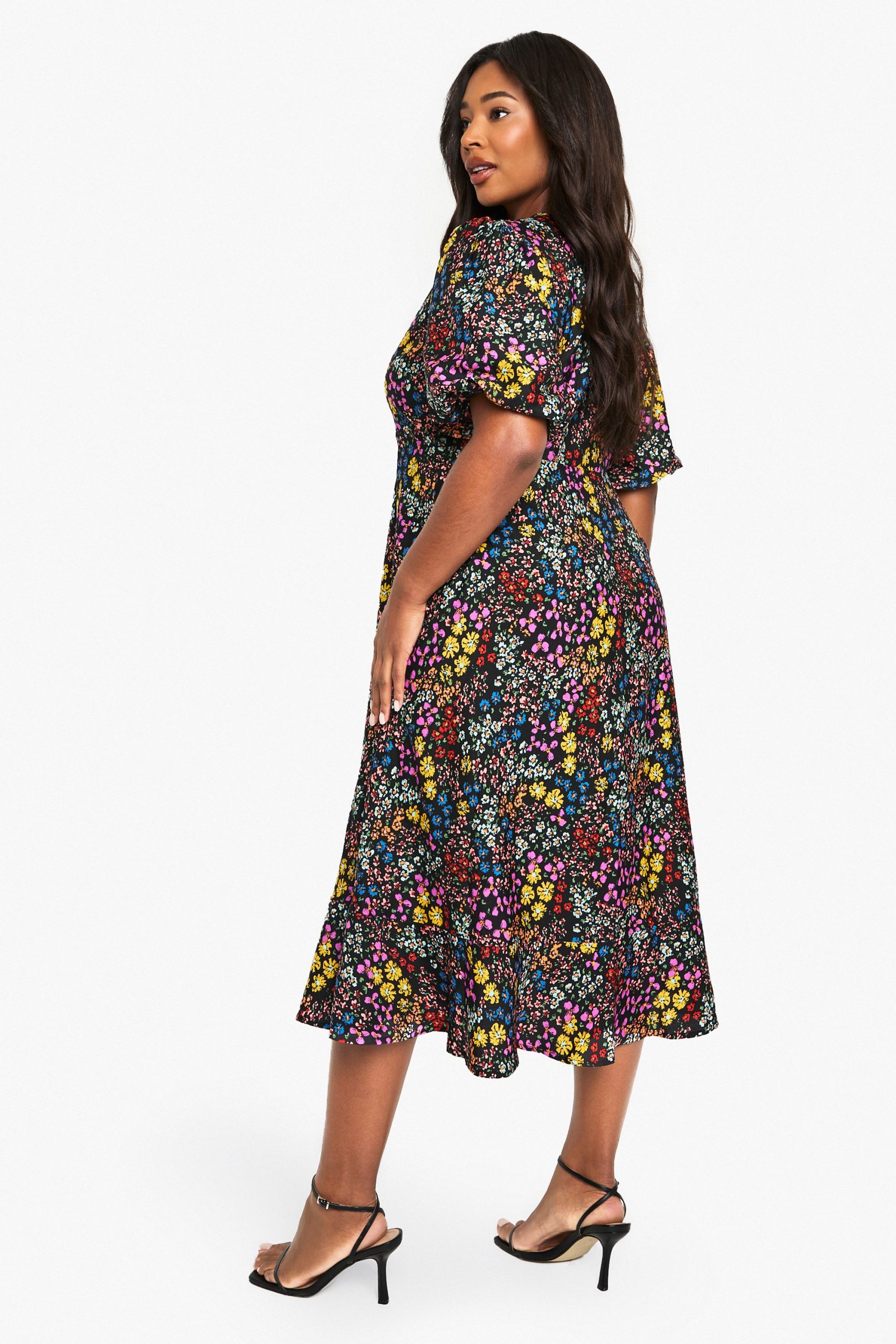 Plus Floral Print Midi Smock Dress - Image 2