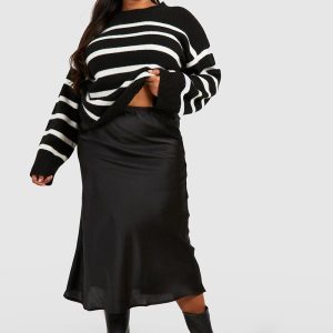 Plus Bias Cut Satin Midaxi Skirt
