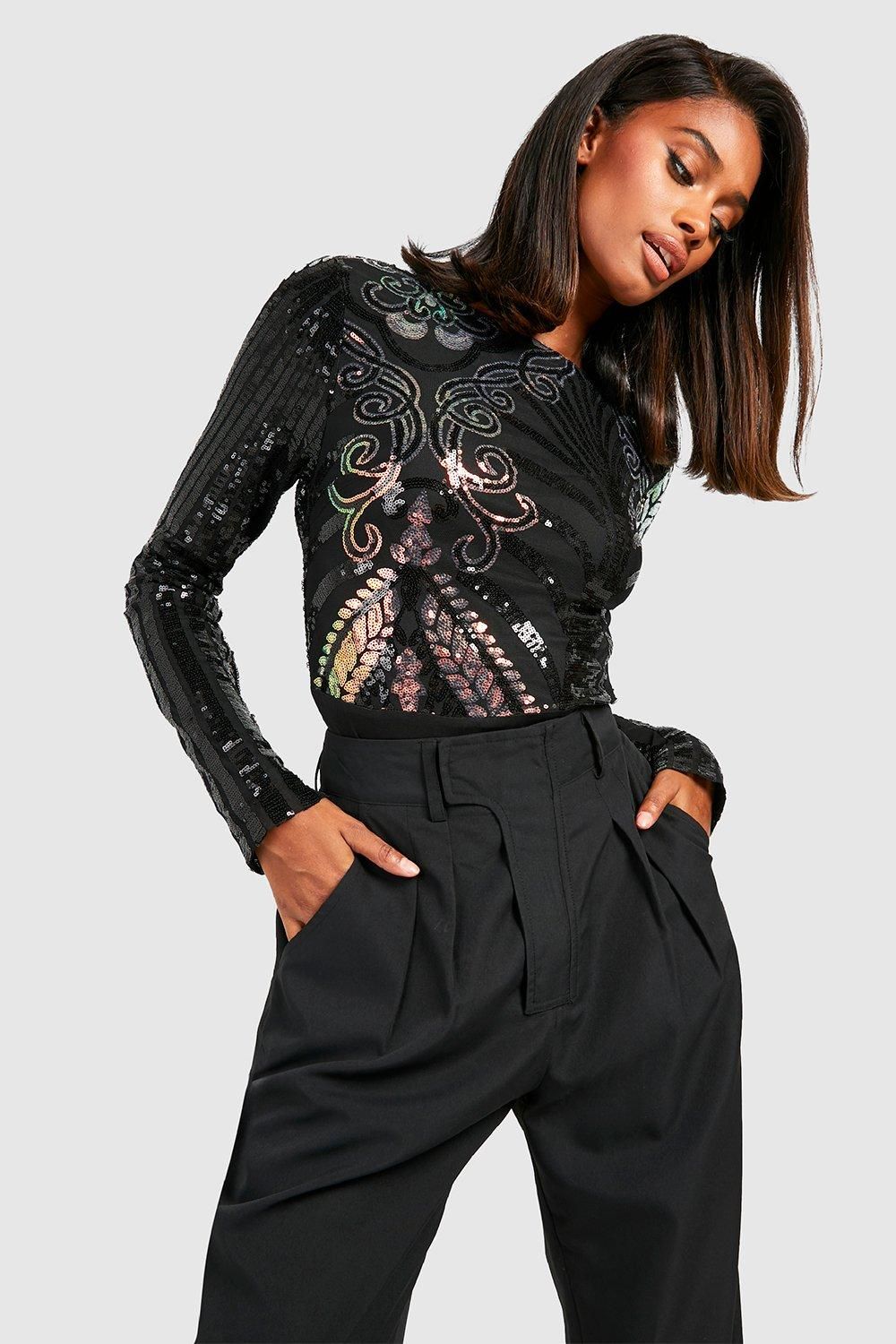 Demask Sequin Backless Bodysuit