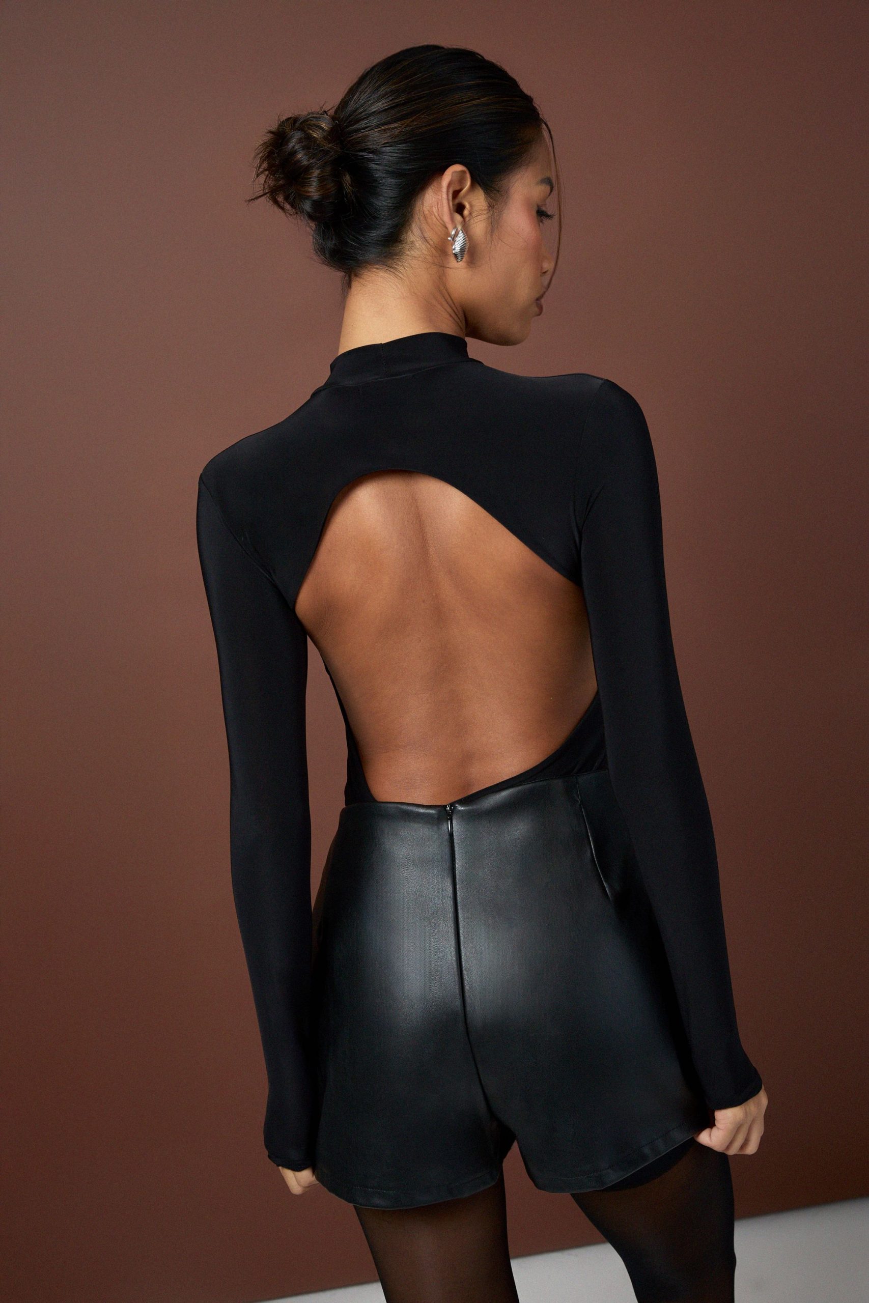 Faux Leather Tailored Shorts - Image 2