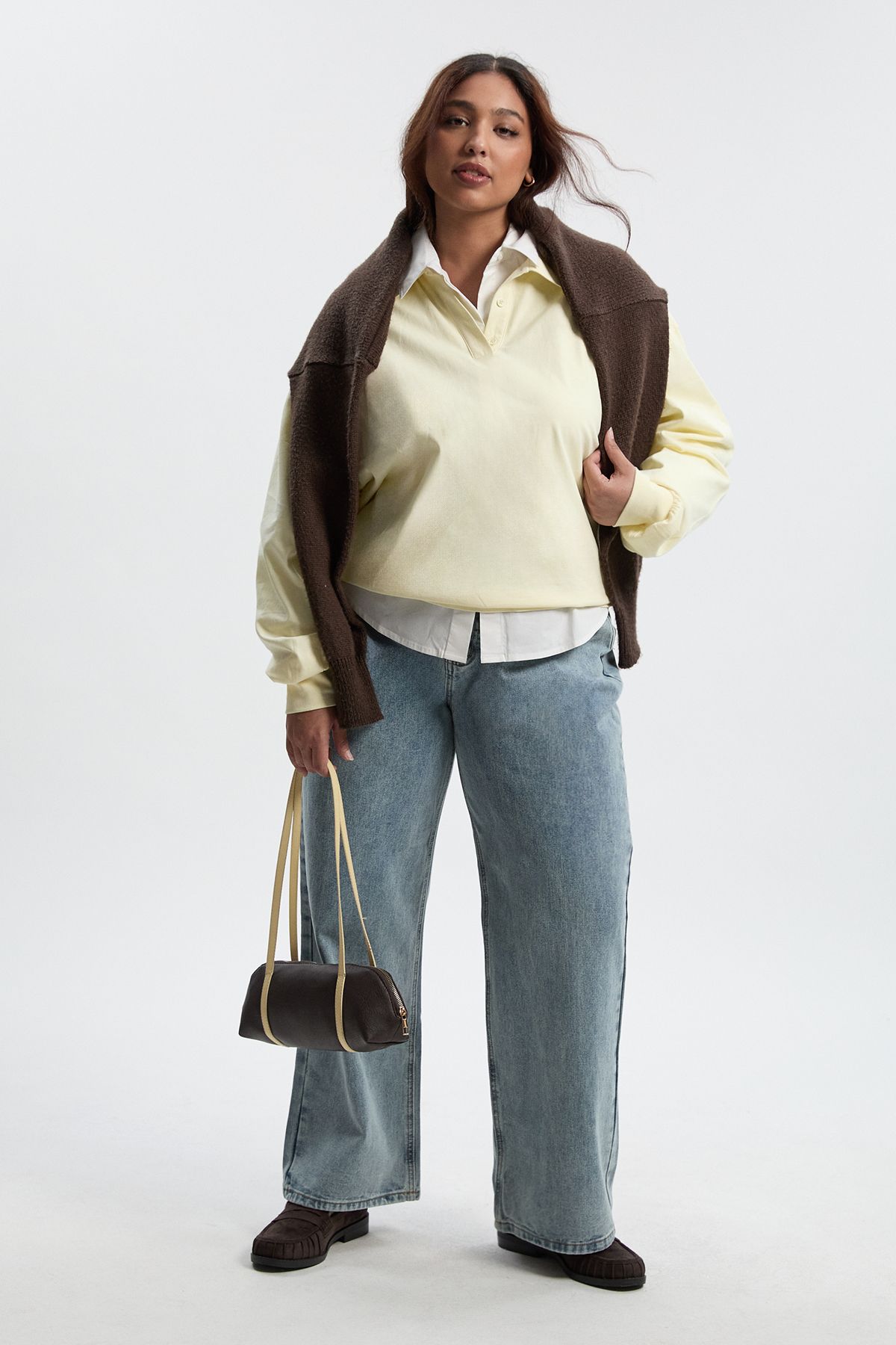 Boohoo Basics Plus Denim Wide Leg Jean