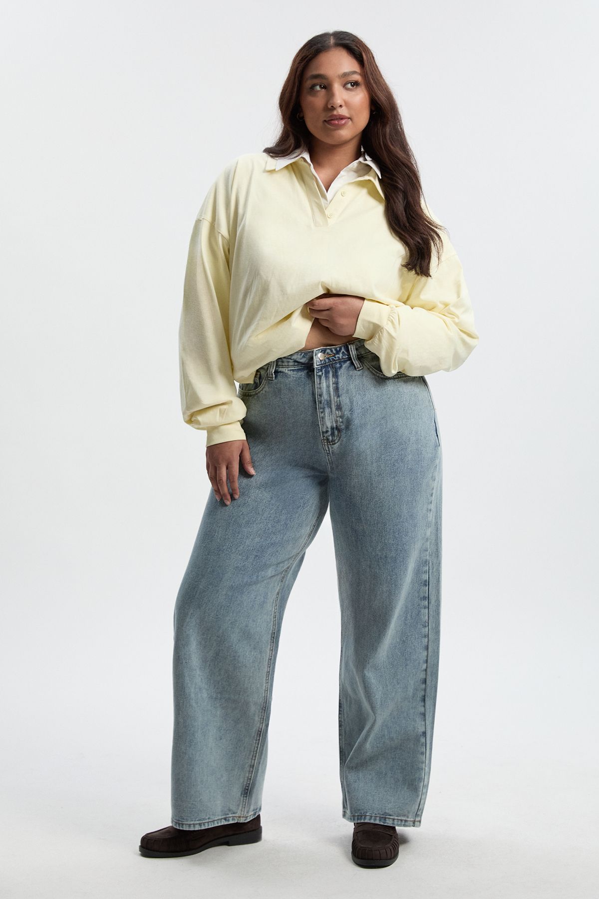 Boohoo Basics Plus Denim Wide Leg Jean - Image 3
