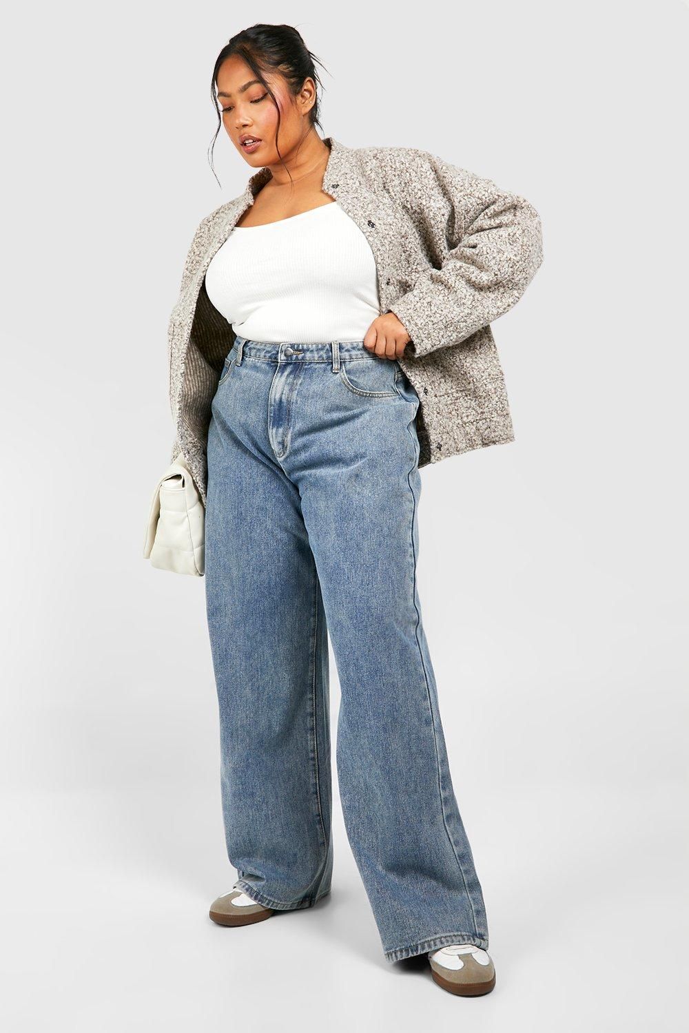 Boohoo Basics Plus Denim Wide Leg Jean - Image 5
