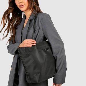 Nylon Basic Oversized Tote Bag