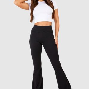 Tall  Cotton Jersey Folded Waistband Yoga Flares