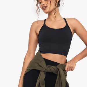 Boohoo Basics Seamless Rib Longline Light Support Sports Bra