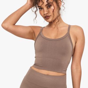 Boohoo Basics Seamless Rib Longline Light Support Sports Bra
