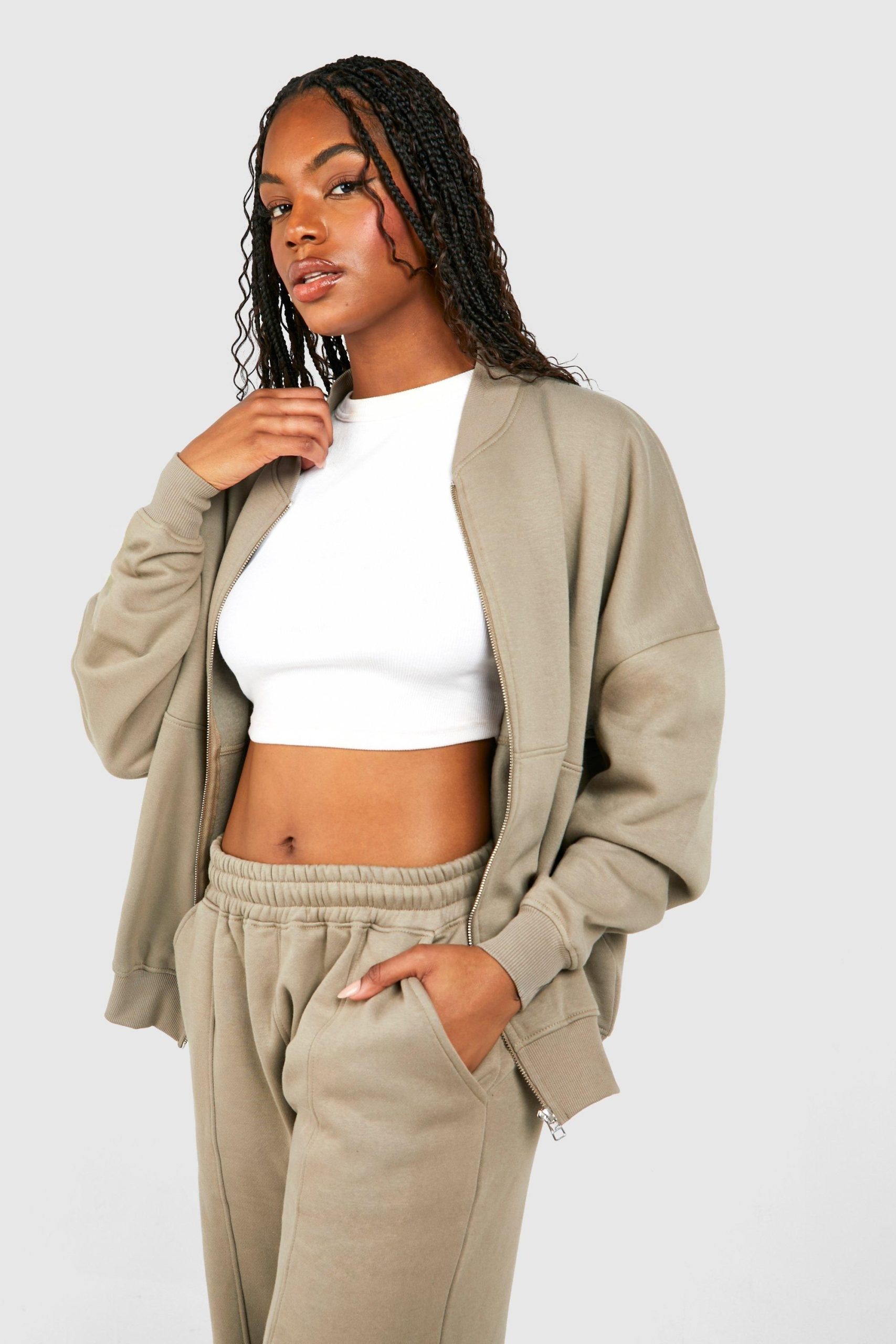 Tall Zip Through Bomber Straight Leg Tracksuit - Image 4