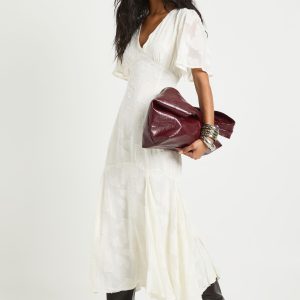 Burnout Floral Angel Sleeve Midaxi Dress