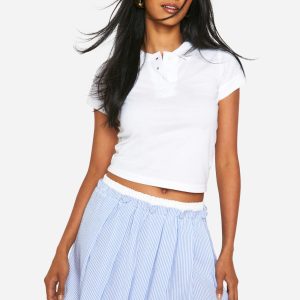Crinkle Contrast Waistband Pleated Mini