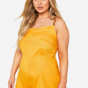 Plus Woven Bead Detail Strappy Playsuit