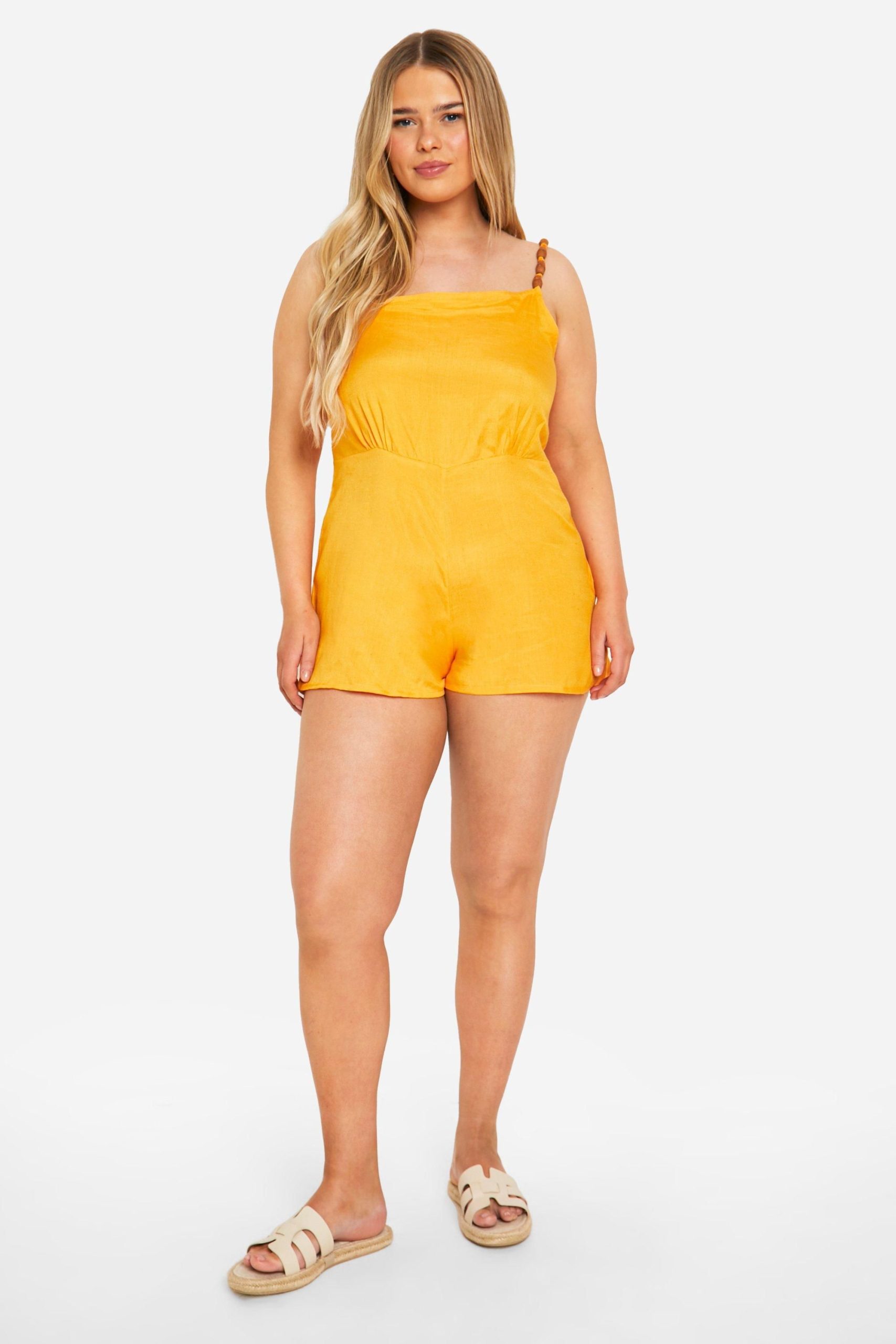 Plus Woven Bead Detail Strappy Playsuit - Image 3