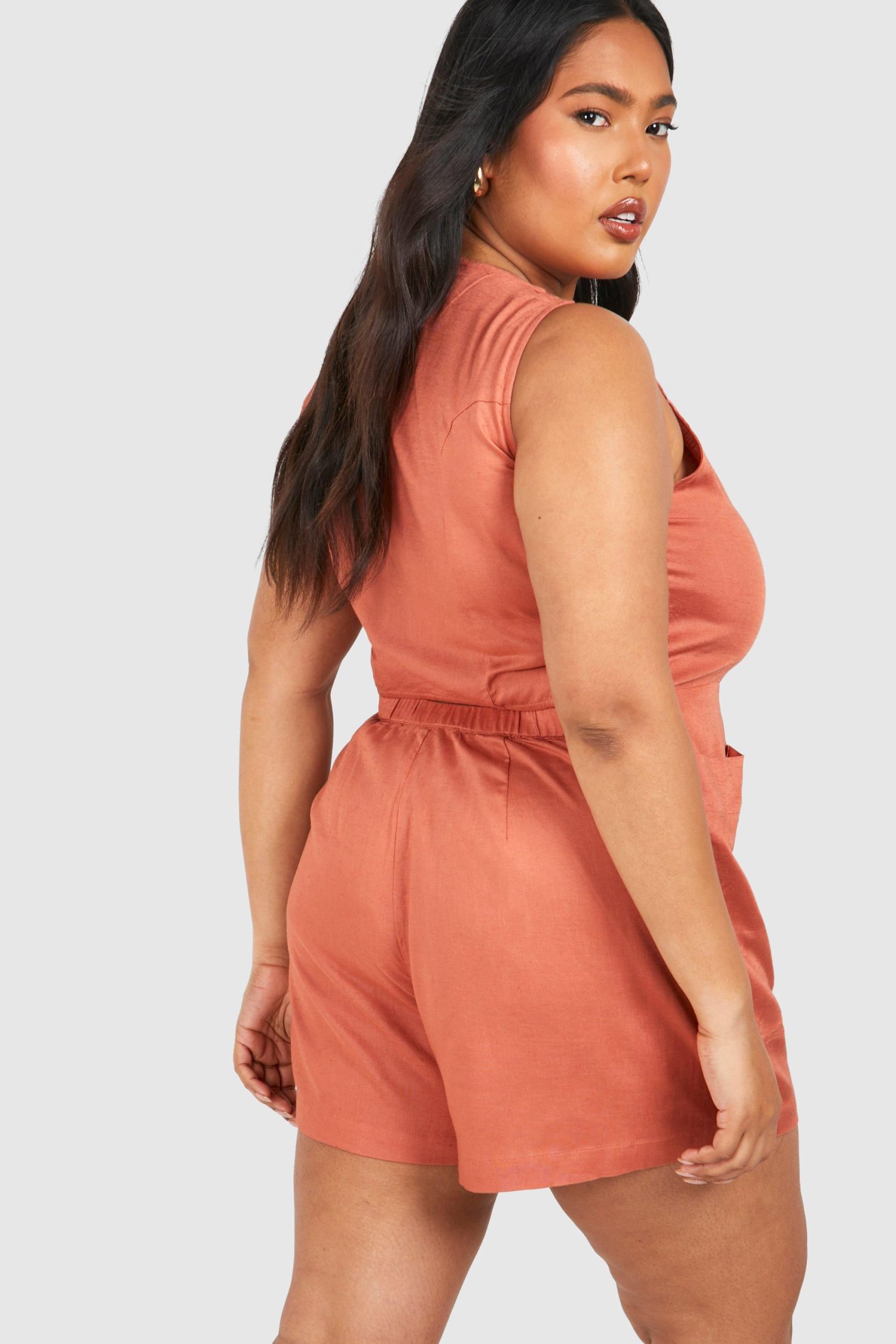 Plus Woven Tailored Button Down Playsuit - Image 2