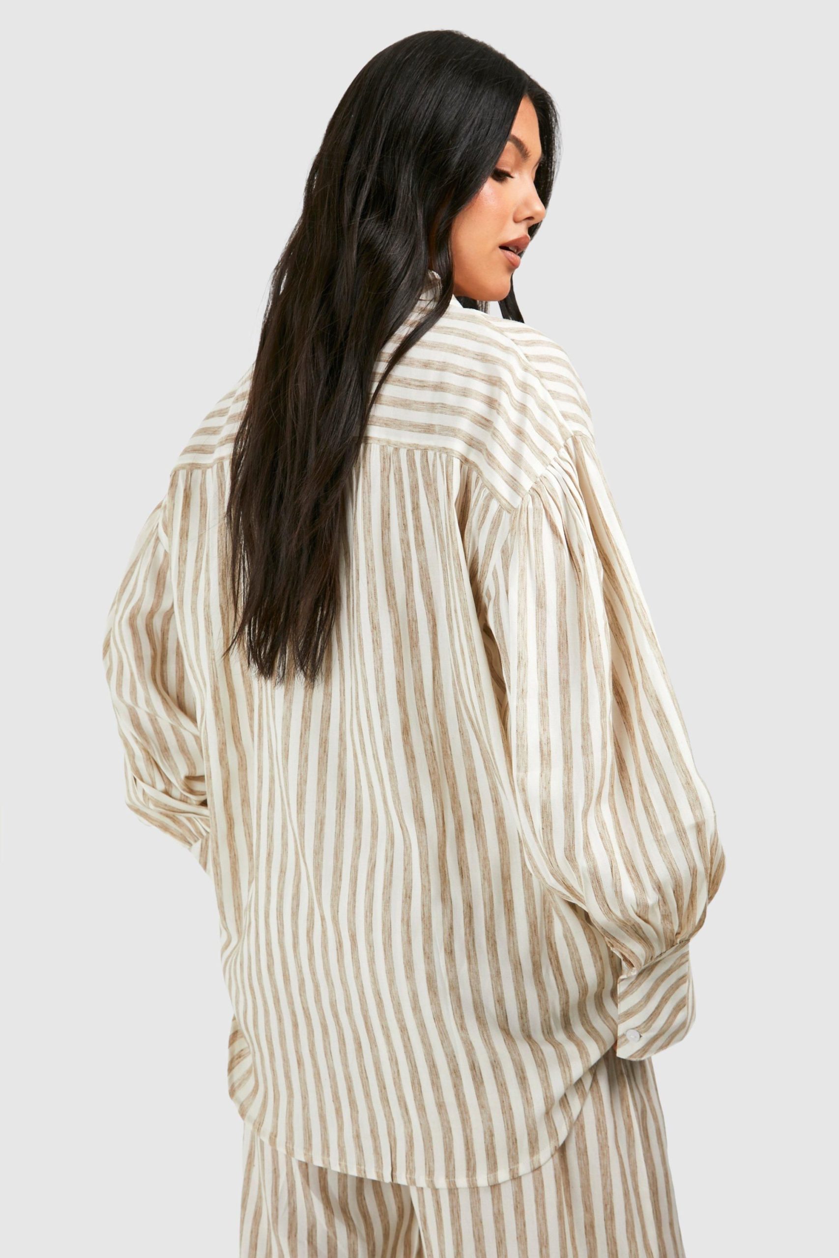 Maternity Stripe Linen Look Oversized Shirt - Image 2