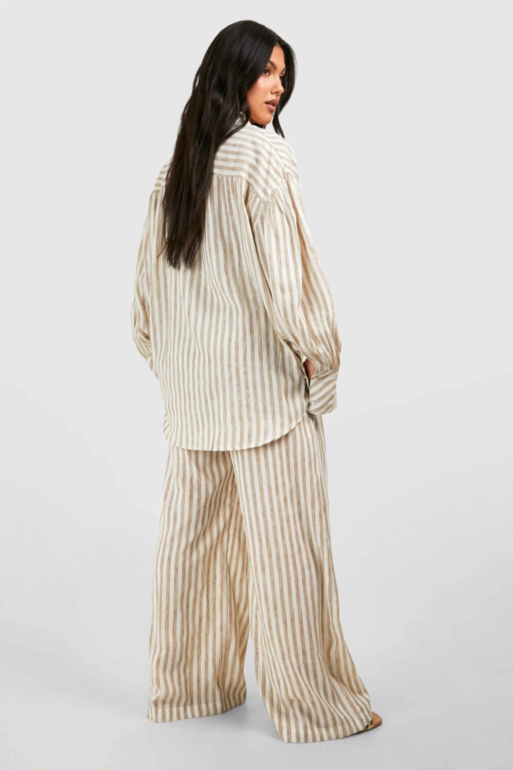 Maternity Linen Look Stripe Straight Leg Trouser - Image 2