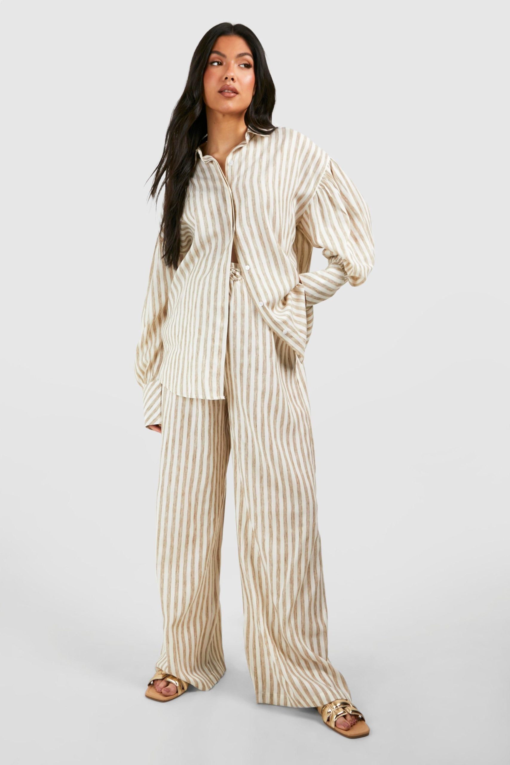 Maternity Linen Look Stripe Straight Leg Trouser - Image 3
