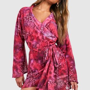 Animal Print Wrap Mini Dress