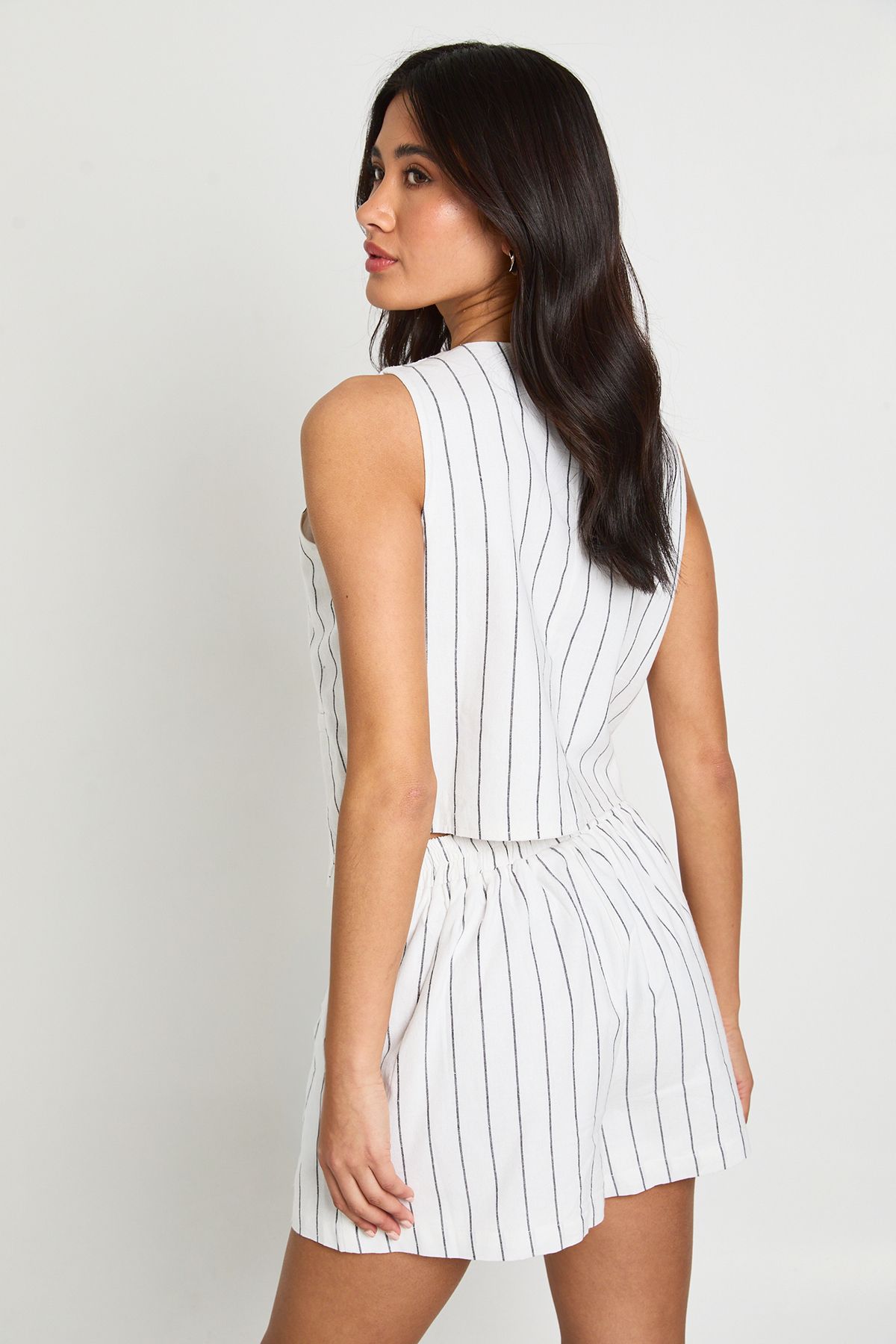 Linen Look Striped Waistcoat & Relaxed Fit Shorts - Image 2