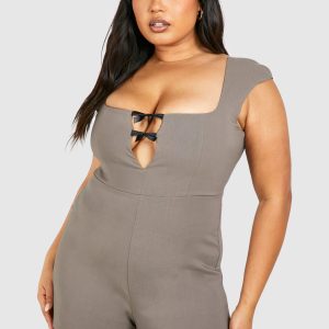 Plus Cap Sleeve Mini Bow Playsuit
