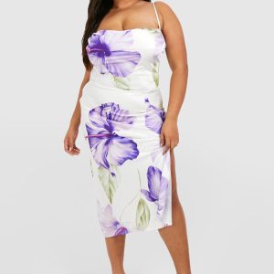 Plus Printed Midi Slip Dress