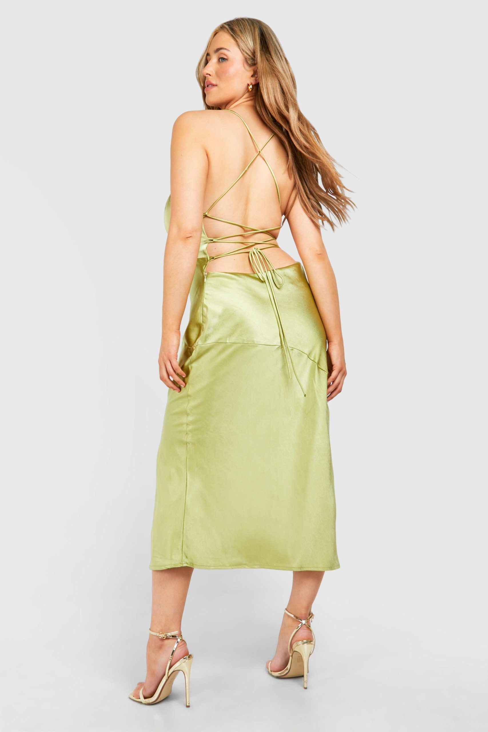 Plus Satin Cross Back Midi Slip Dress - Image 2