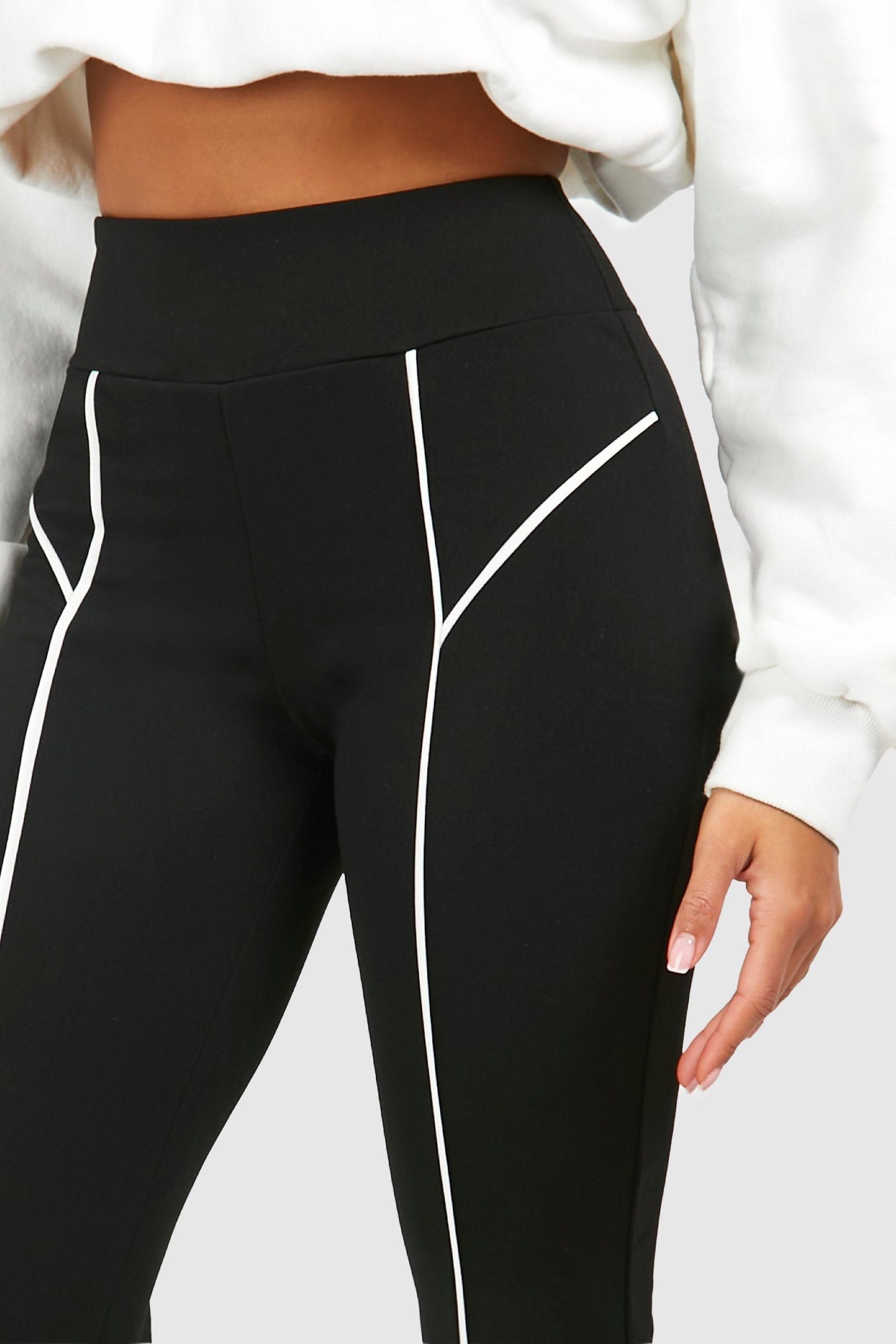 Black Contrast Binding Leggings - Image 4