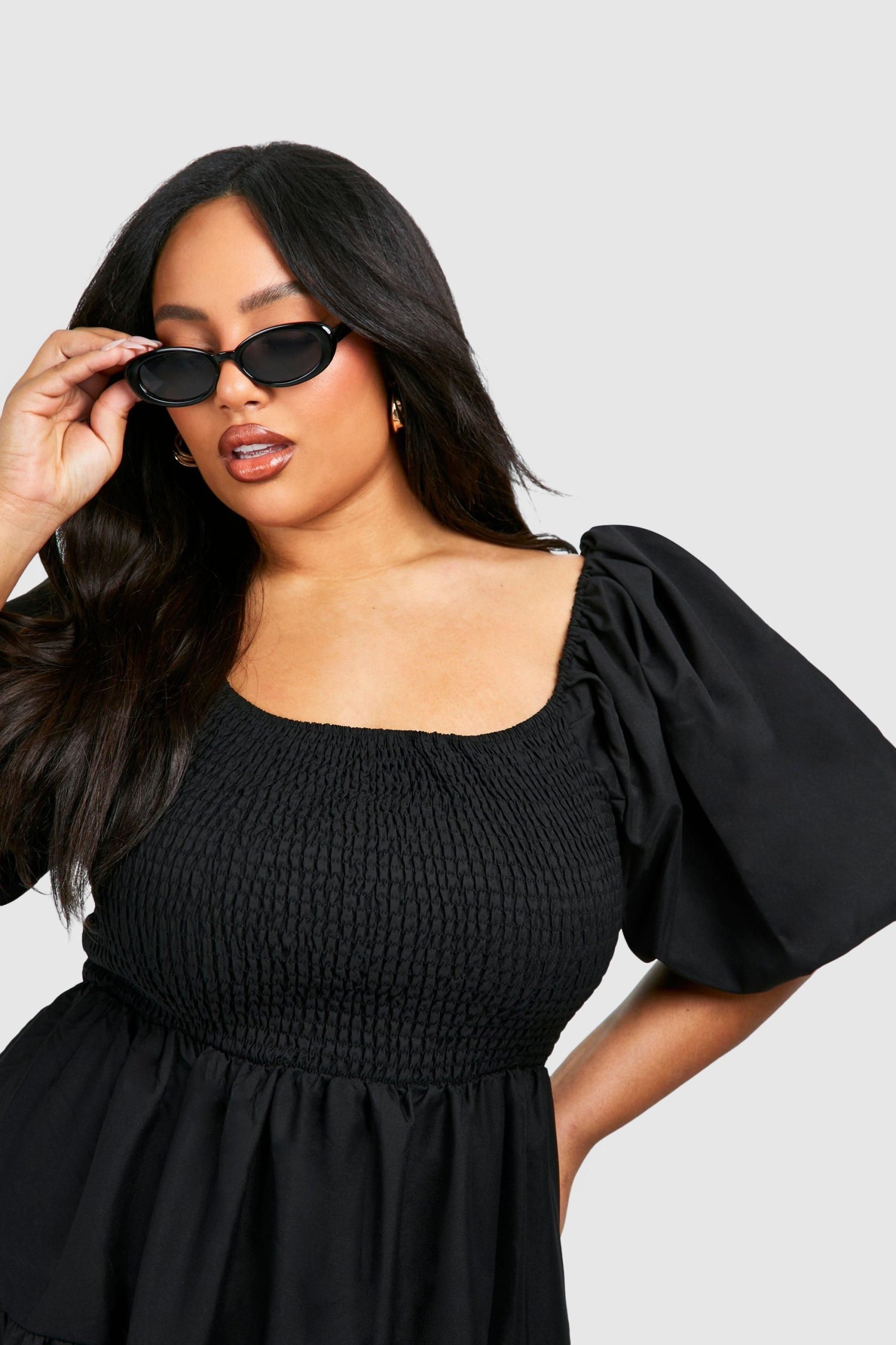 Plus Tiered Shirred Midaxi Smock Dress - Image 4