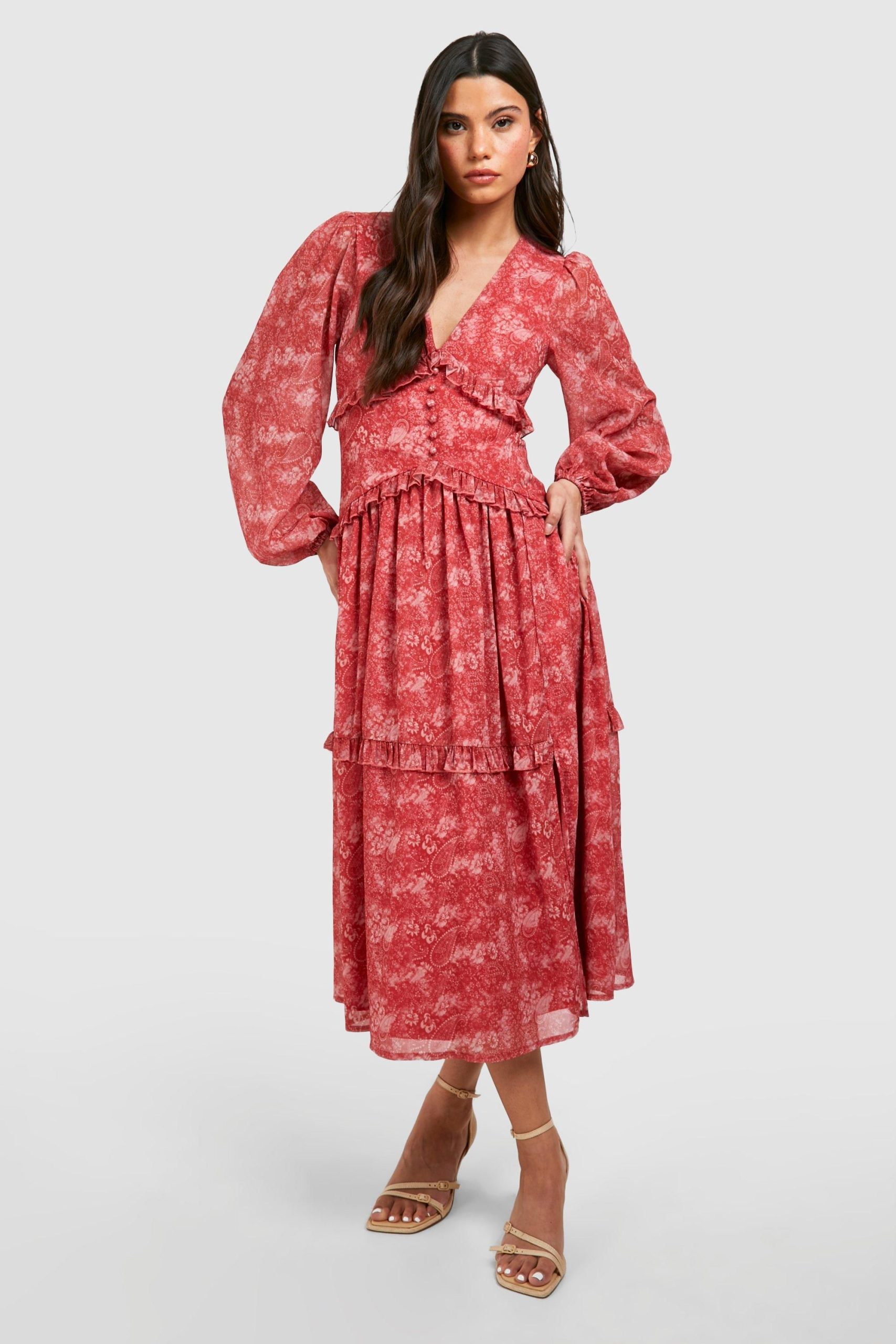 Paisley Print Ruffle Smock Dress - Image 3