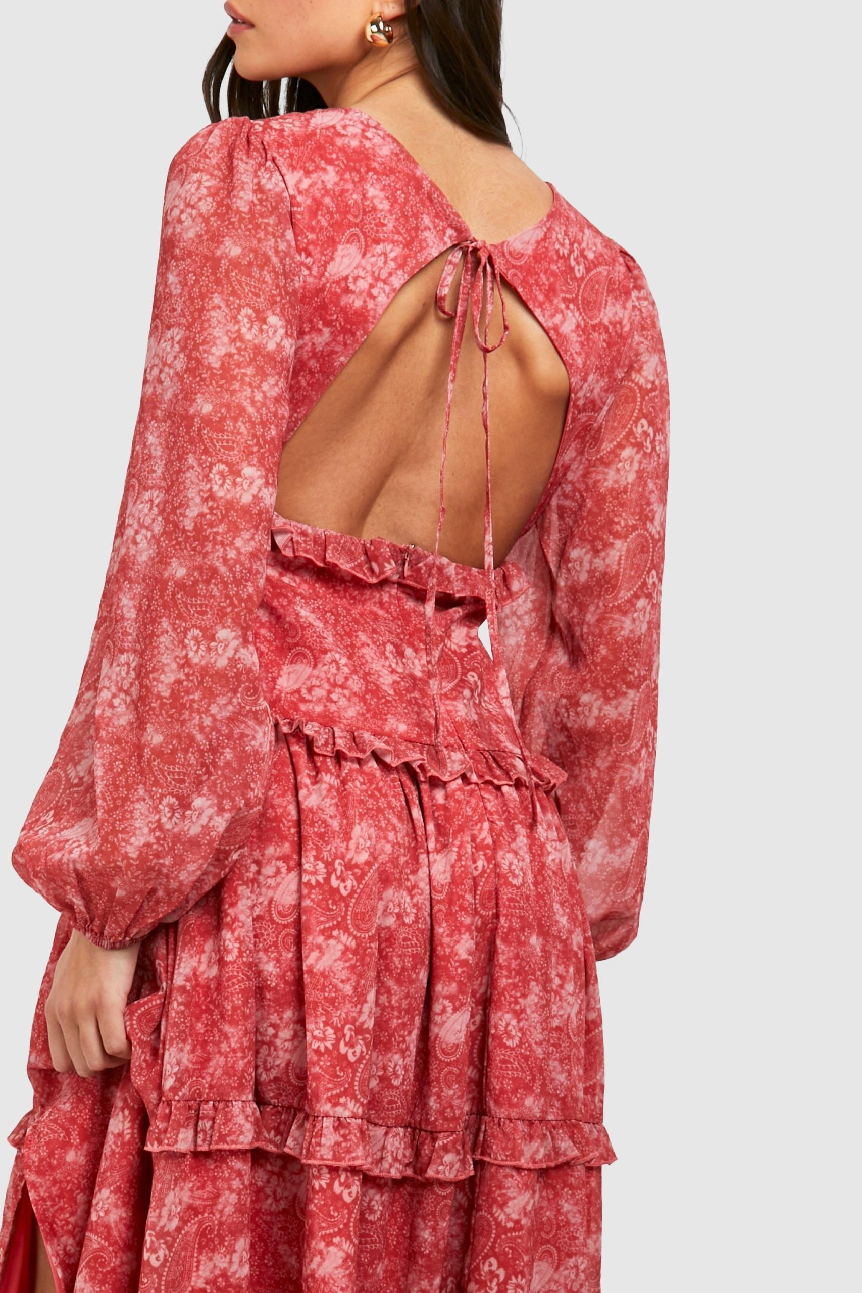 Paisley Print Ruffle Smock Dress - Image 4