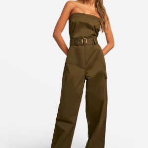 Utility Bandeau Belted Jumpsuit