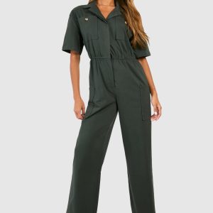 Cargo Woven Utility Jumpsuit