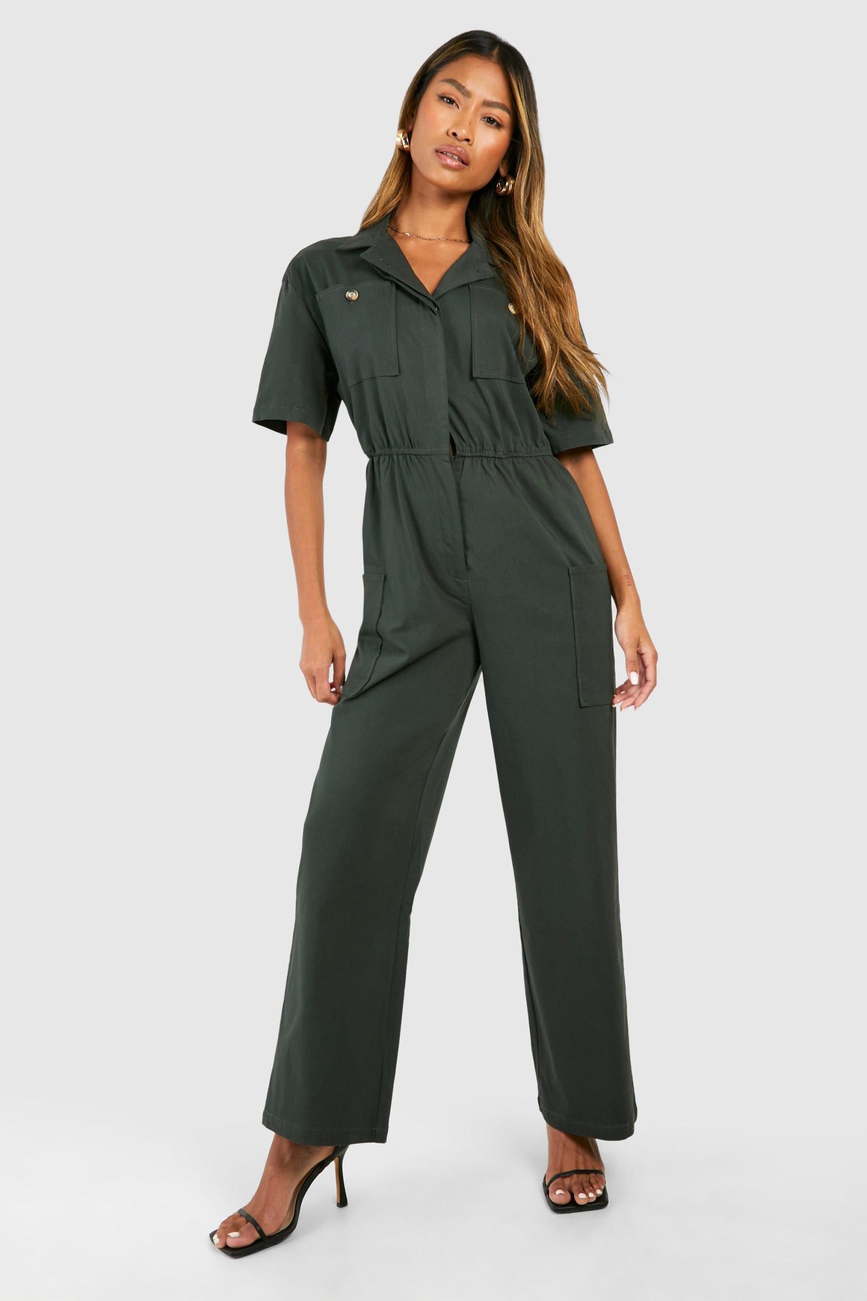 Cargo Woven Utility Jumpsuit