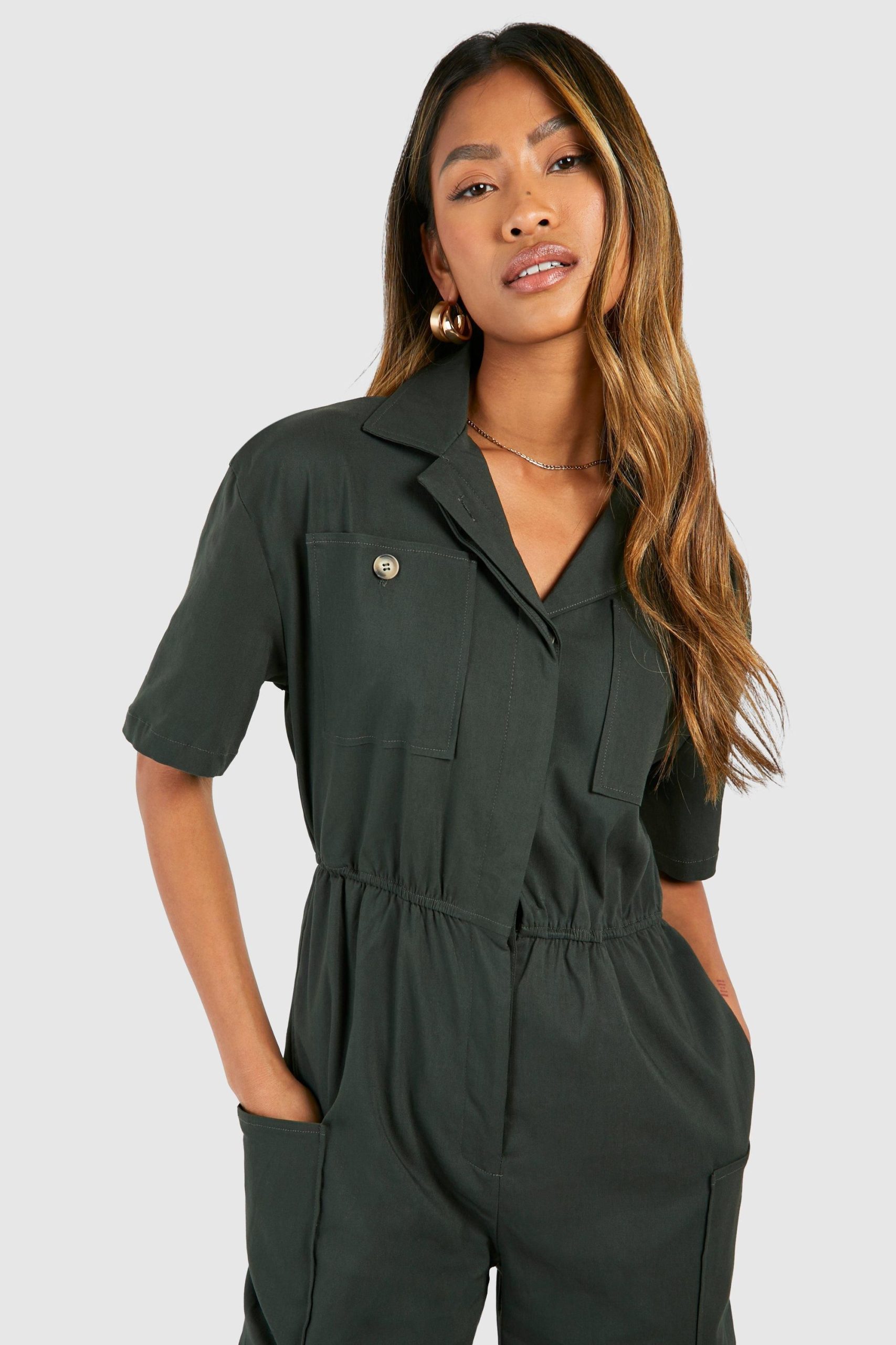 Cargo Woven Utility Jumpsuit - Image 4