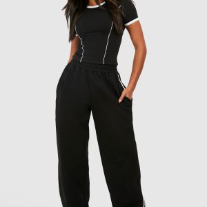 Piping Detail T-Shirt And Straight Leg Jogger Set