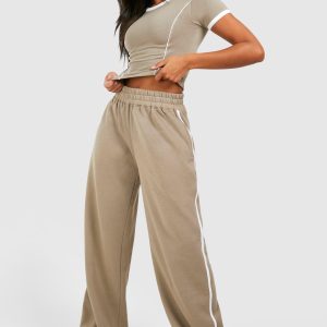 Piping Detail T-Shirt And Straight Leg Jogger Set