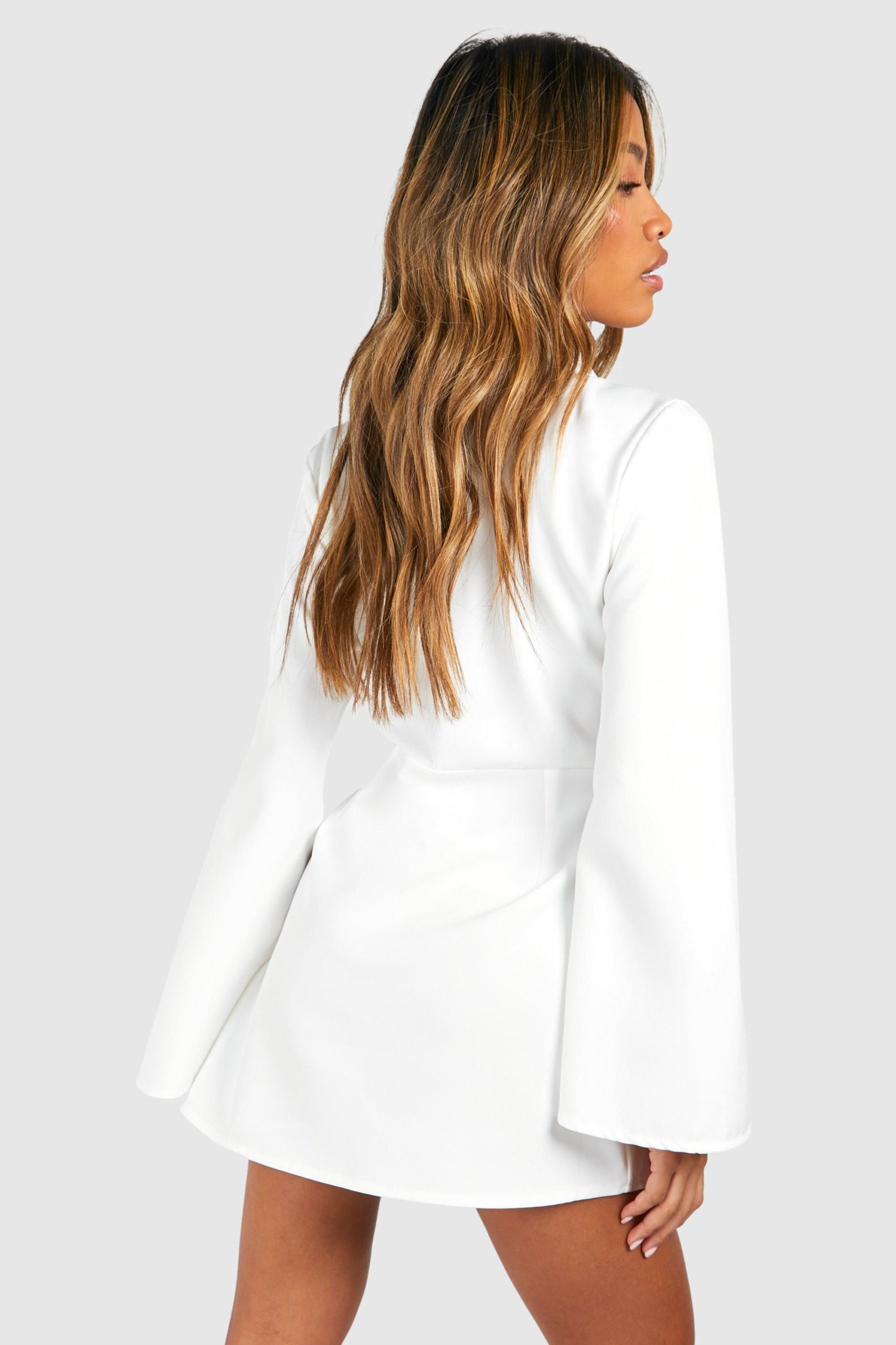 Buckle Detail Tie Waist Tailored Blazer Dress - Image 2