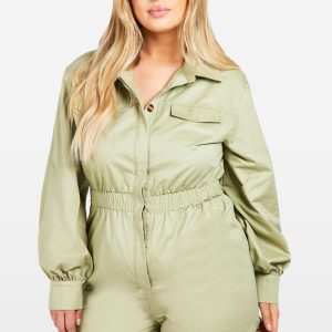 Plus Utility Long Sleeved Playsuit