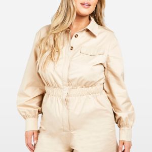 Plus Utility Long Sleeved Playsuit