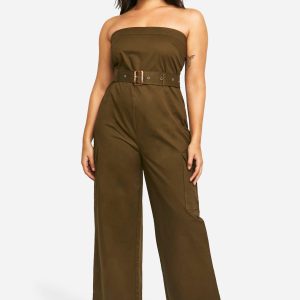 Plus Utility Bandeau Belted Jumpsuit
