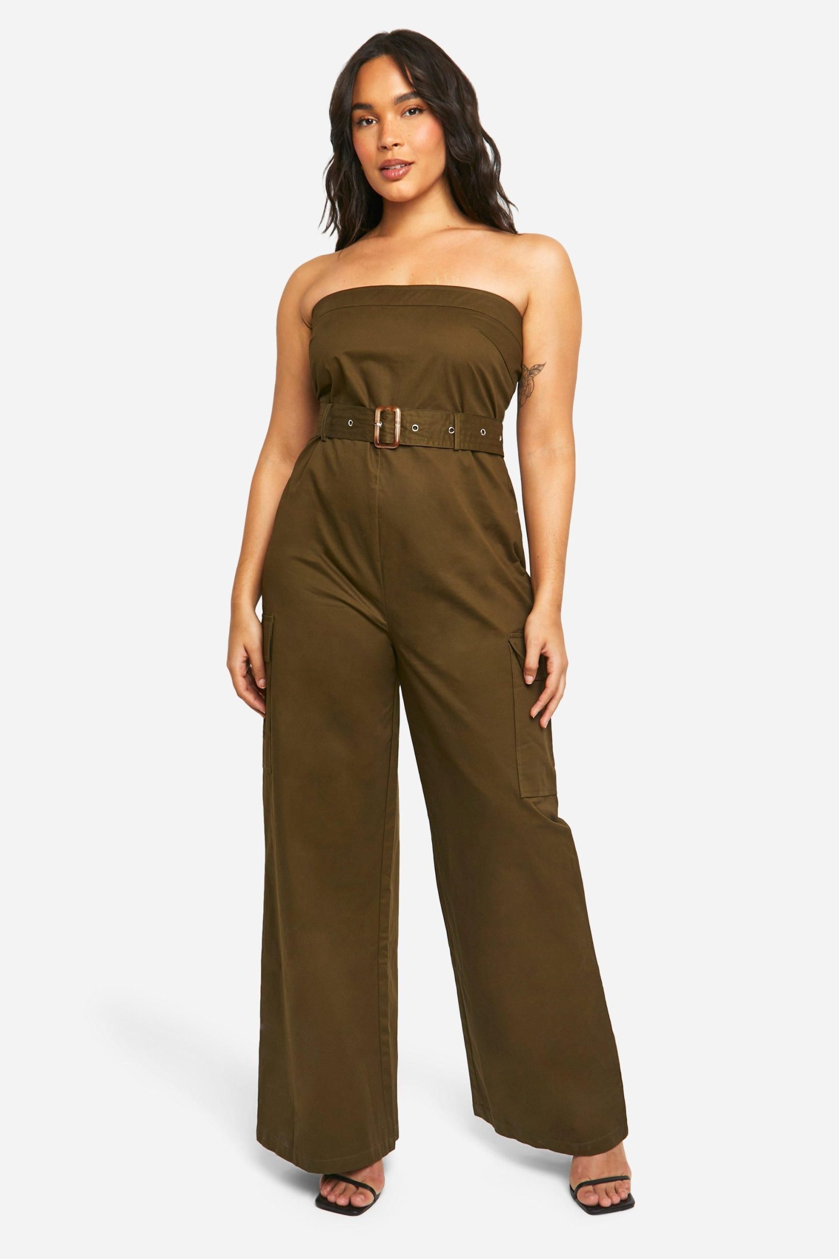 Plus Utility Bandeau Belted Jumpsuit