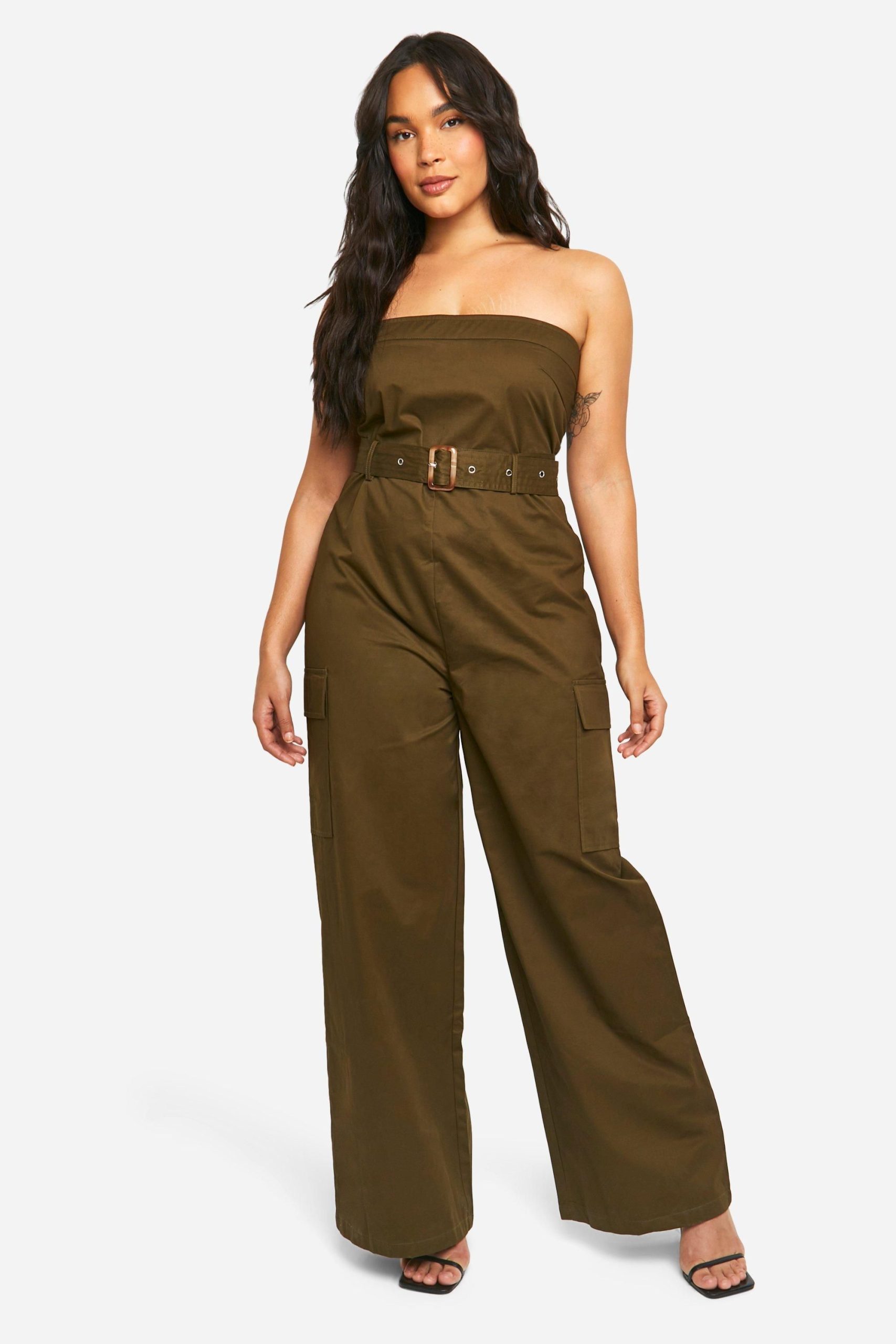 Plus Utility Bandeau Belted Jumpsuit - Image 3