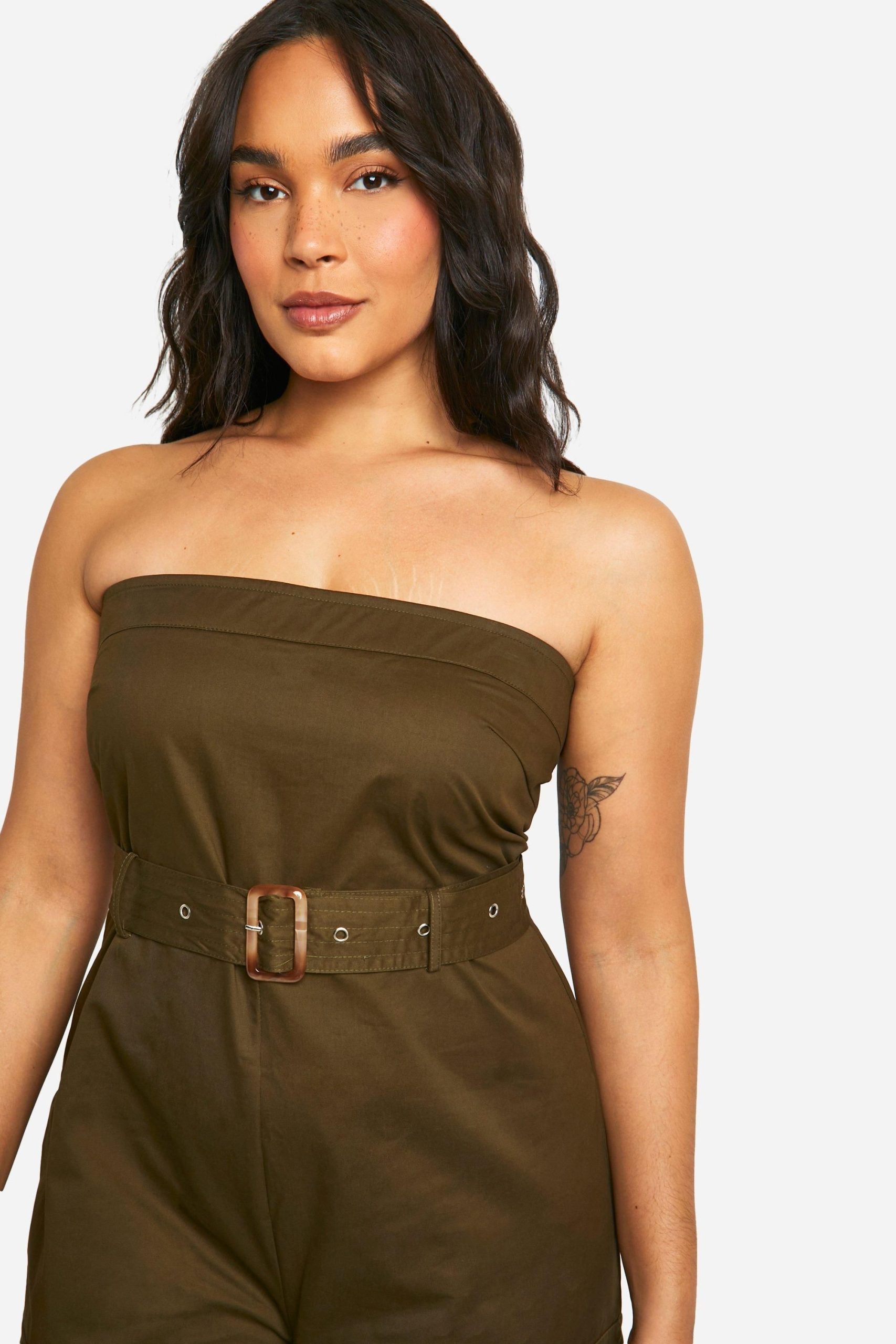 Plus Utility Bandeau Belted Jumpsuit - Image 4