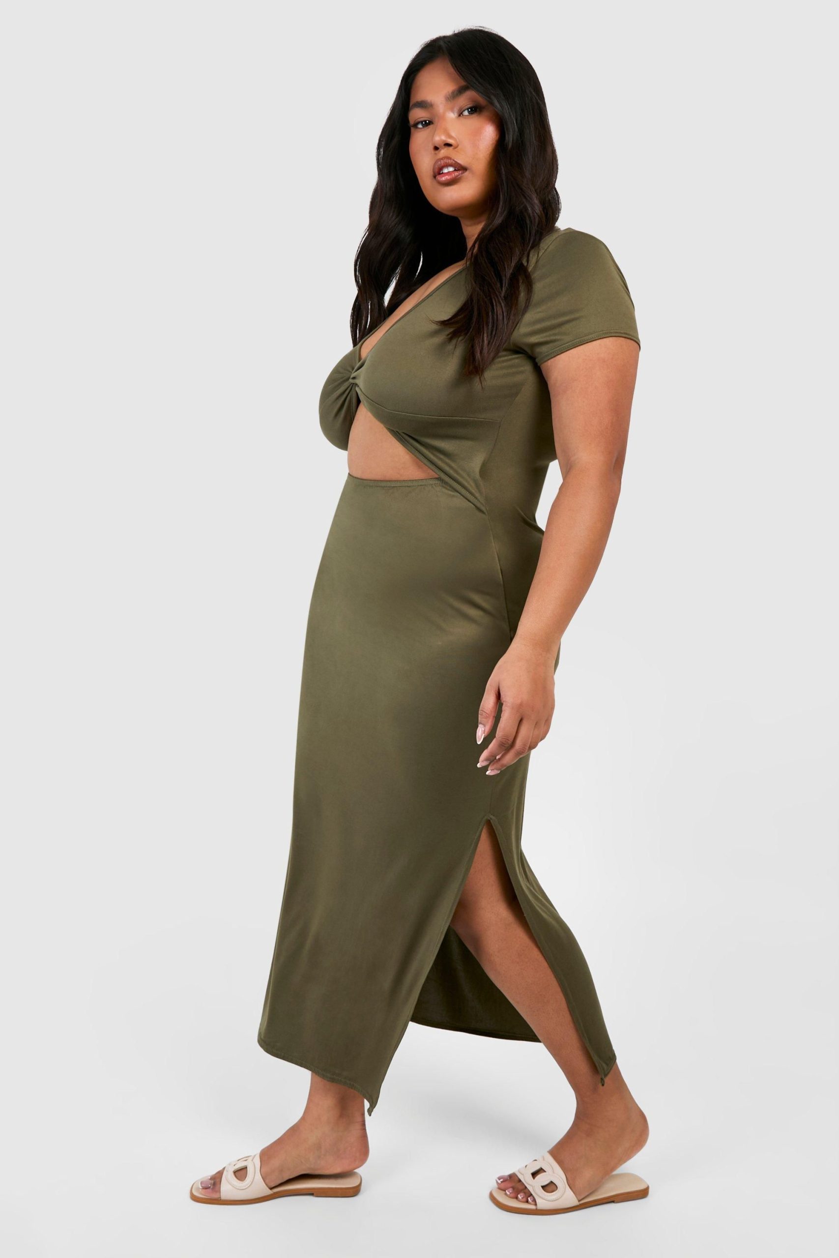 Plus Super Soft Jersey Twist Front Midaxi Dress - Image 3