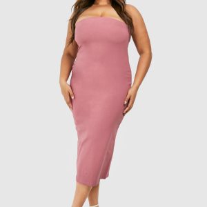 Plus Bandeau Bengaline Midi Dress