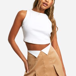 Twill Fold Over Detail Skorts