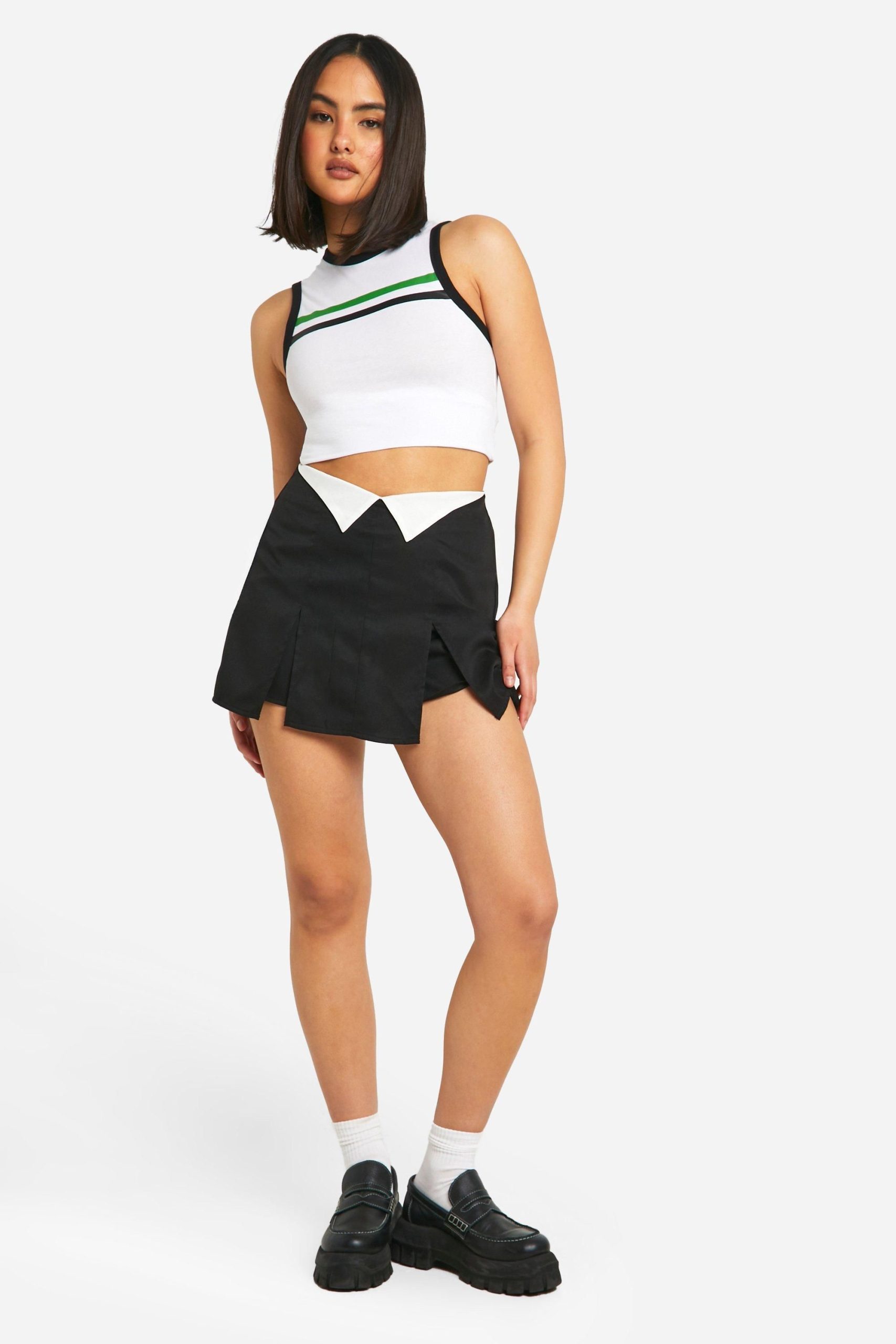 Twill Fold Over Detail Skorts - Image 3