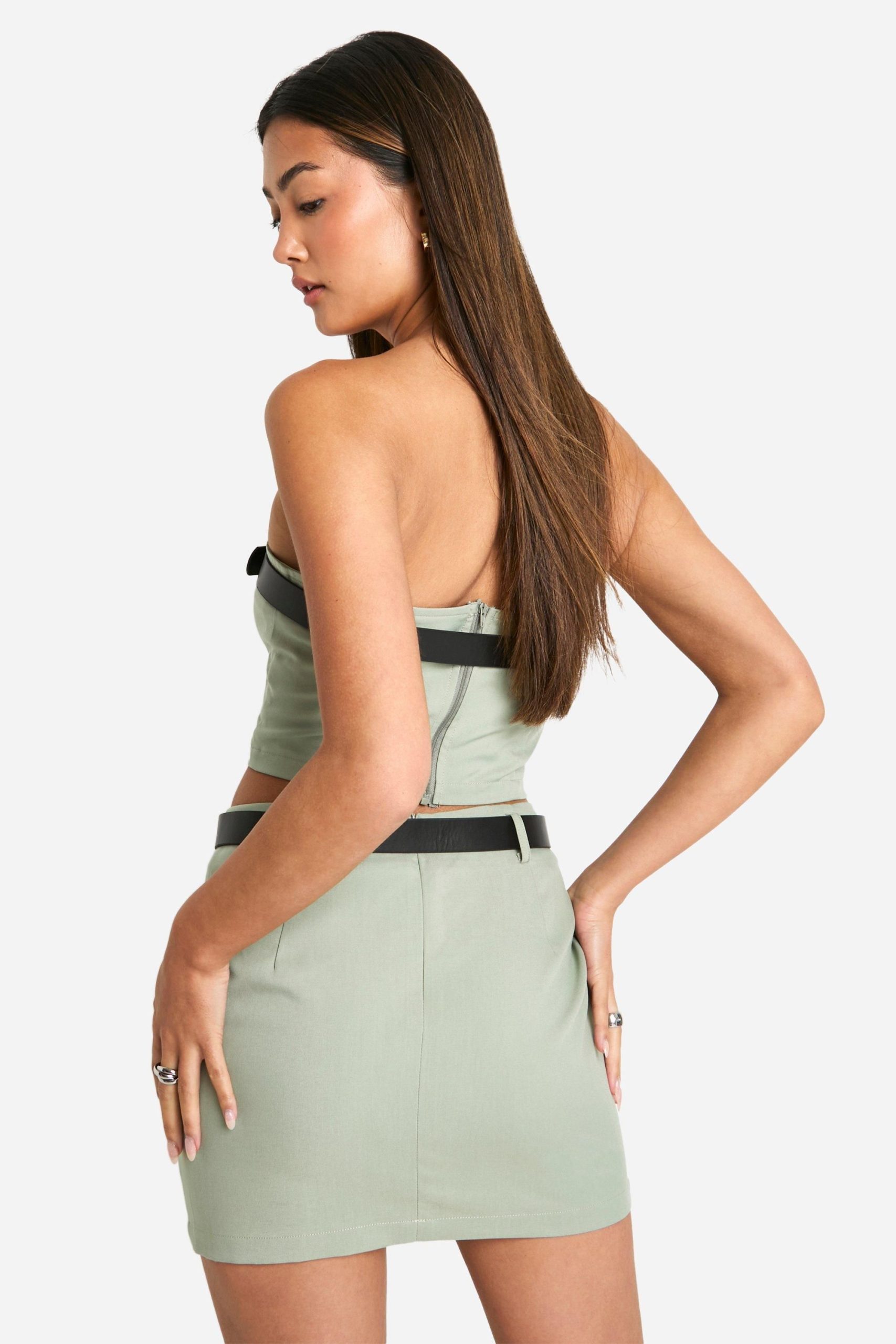Belt Detail Mini Skirt - Image 2