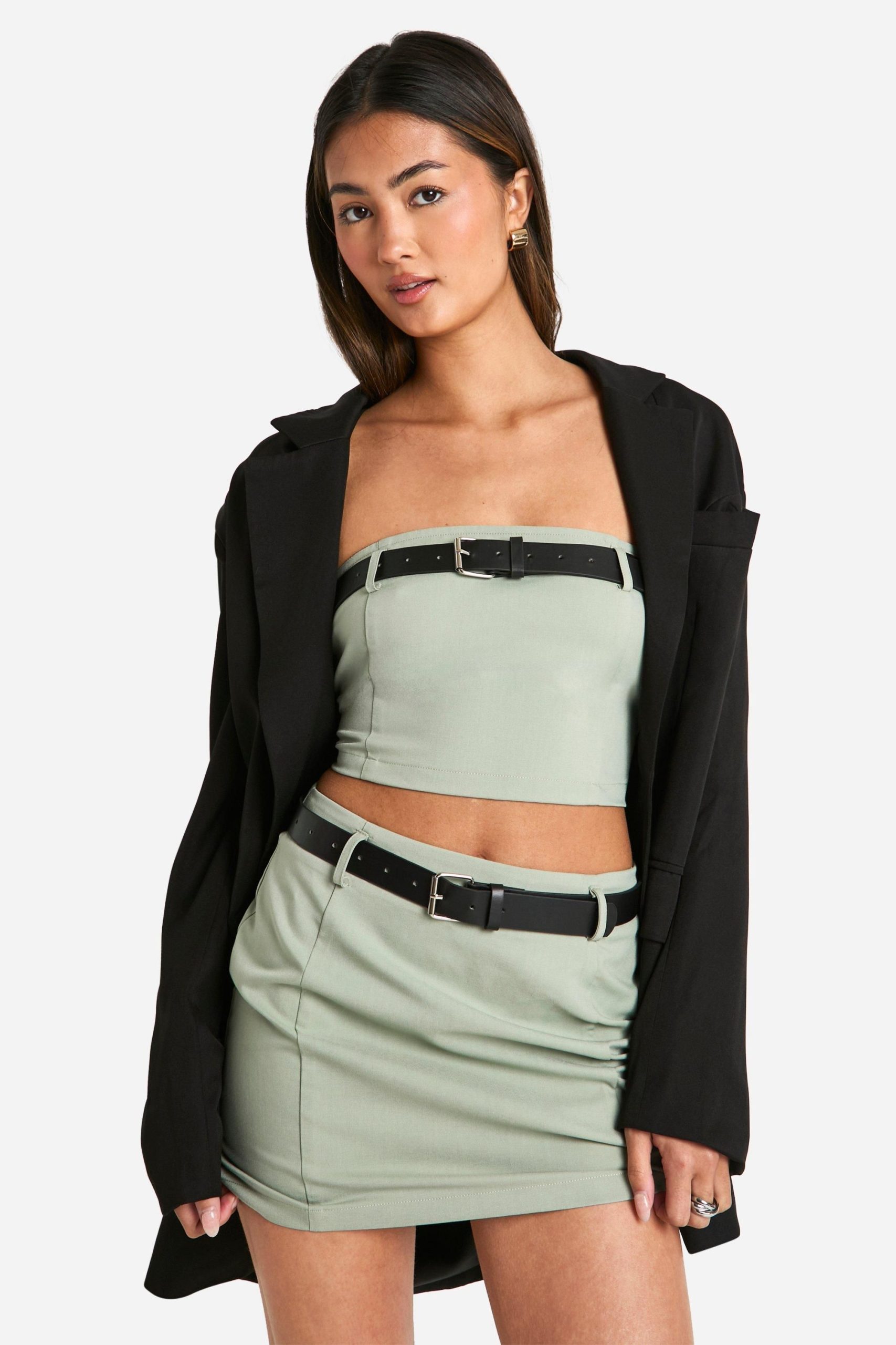 Belt Detail Mini Skirt - Image 3
